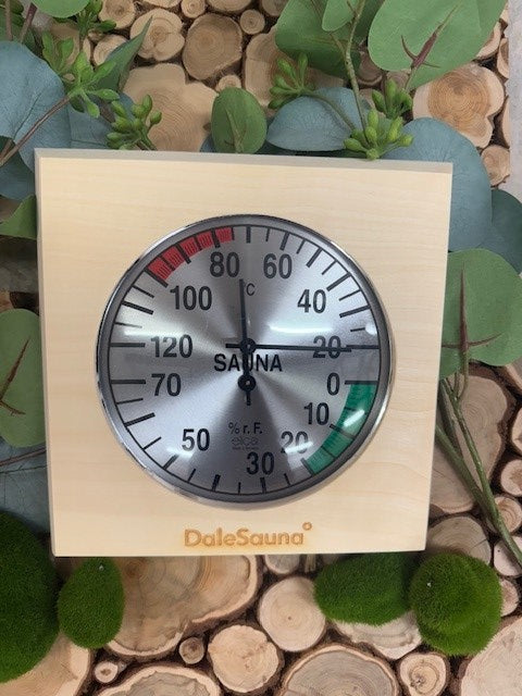Sauna Thermometer/Hygrometer dark thermo wood square