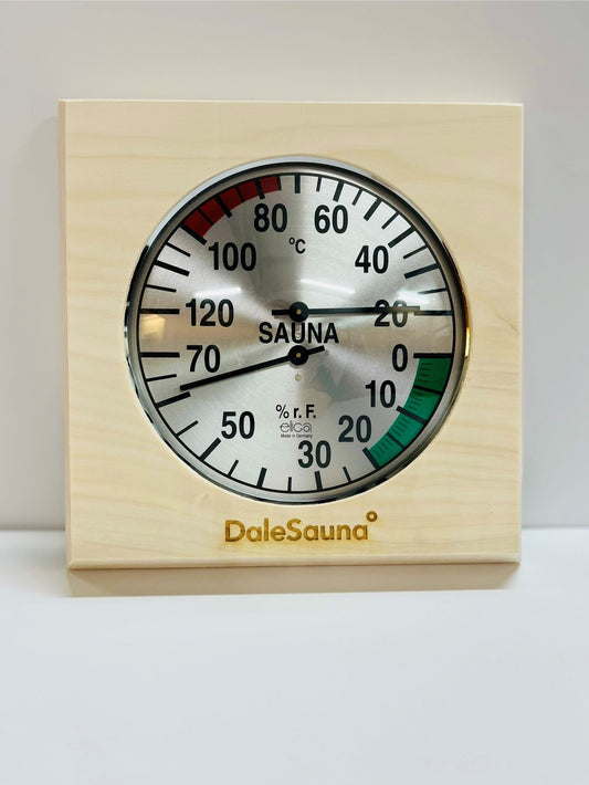 Sauna Thermometer/Hygrometer round Wooden 155mm x 30mm