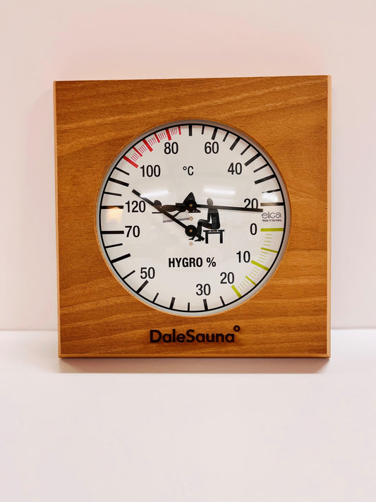 Sauna Thermometer/Hygrometer dark thermo wood square